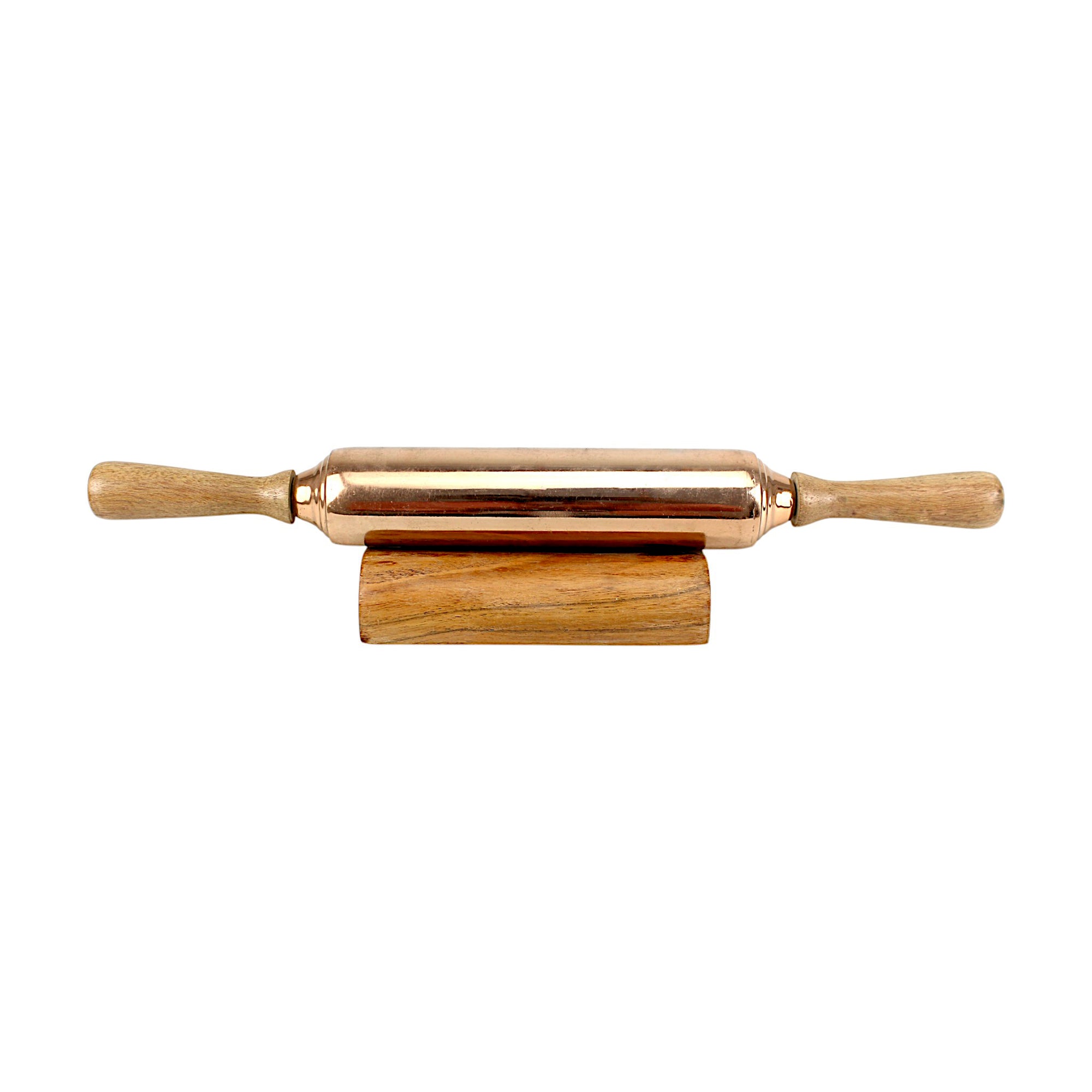 Lakkad Baaz Handcrafted Wooden & Copper Rolling Pin with Stand