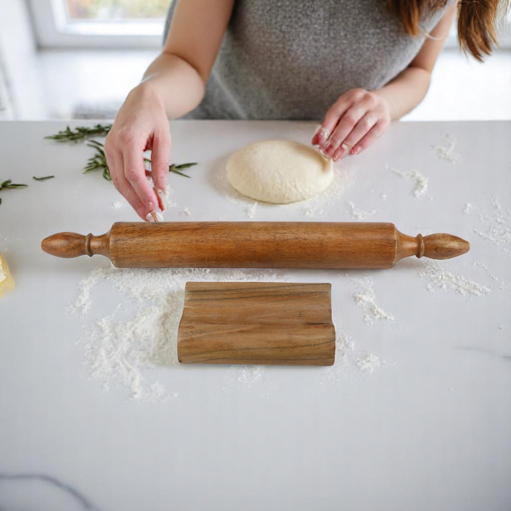 Lakkad Baaz Wooden Rolling Pin with Stand