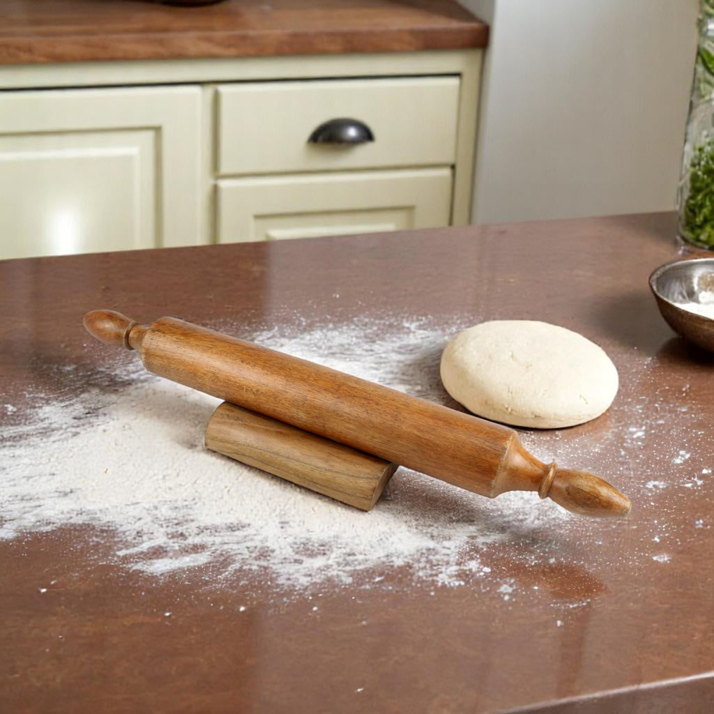 Lakkad Baaz Wooden Rolling Pin with Stand