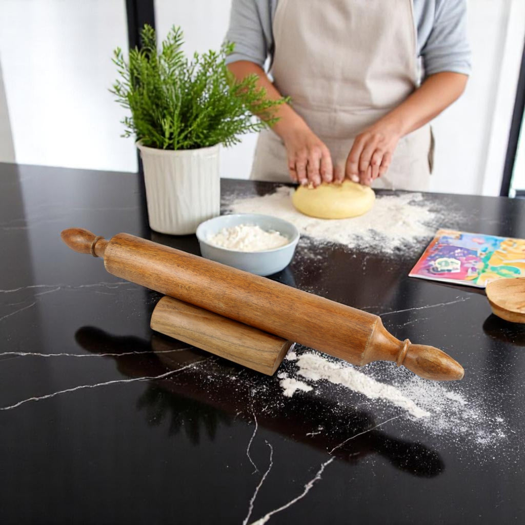 Lakkad Baaz Wooden Rolling Pin with Stand