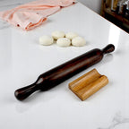 Lakkad Baaz Dark Wooden Rolling Pin Belan with Stand