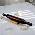 Lakkad Baaz Dark Wooden Rolling Pin Belan with Stand