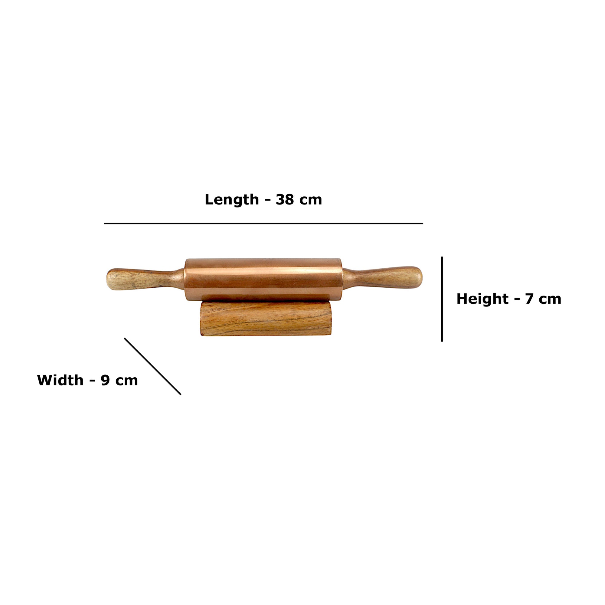 Lakkad Baaz 34.5 cm Short Wooden Rolling Pin (Belan) with Base