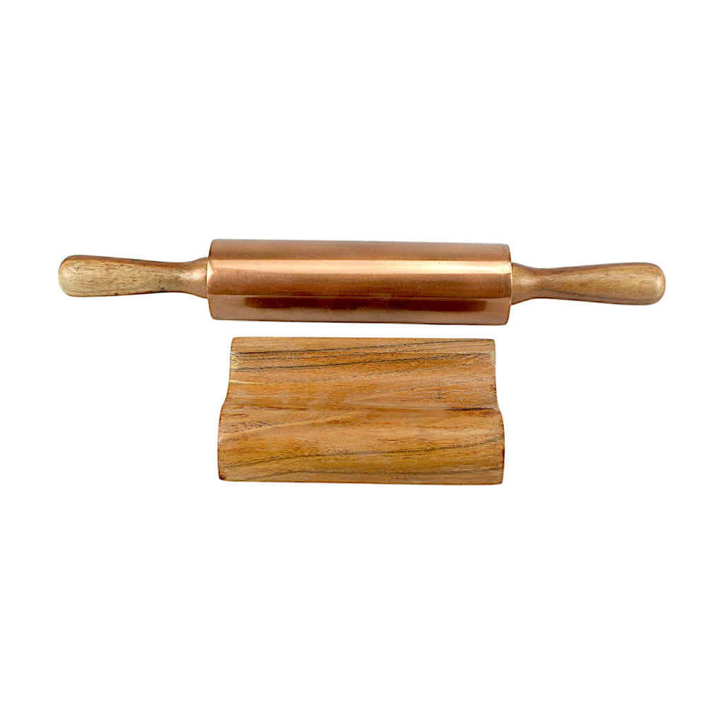 Lakkad Baaz 34.5 cm Short Wooden Rolling Pin (Belan) with Base