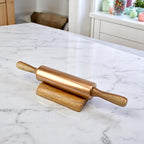 Lakkad Baaz 34.5 cm Short Wooden Rolling Pin (Belan) with Base