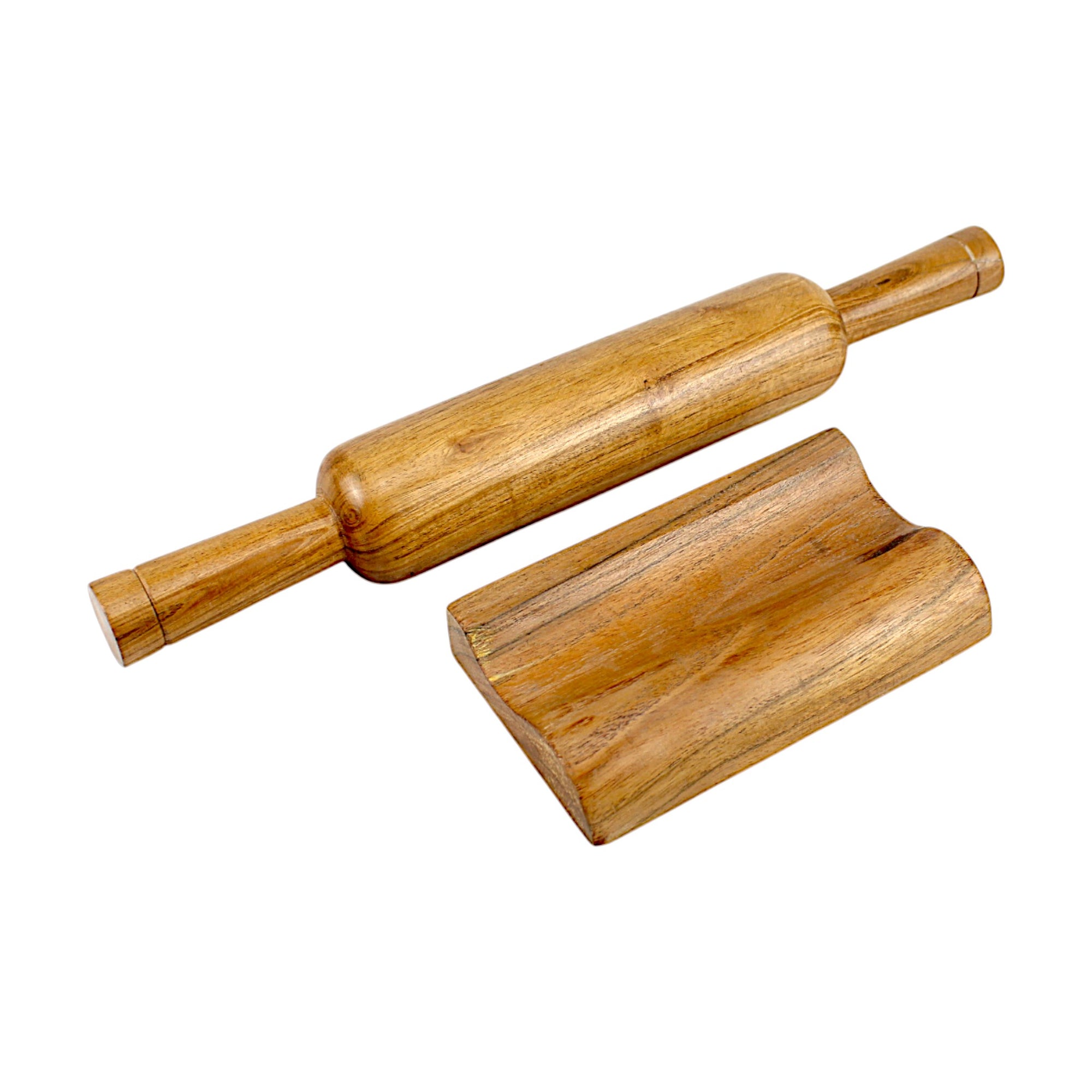 Lakkad Baaz 35.5 cm Wooden Rolling Pin (Belan) with Stand
