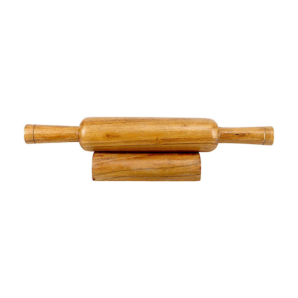Lakkad Baaz 35.5 cm Wooden Rolling Pin (Belan) with Stand