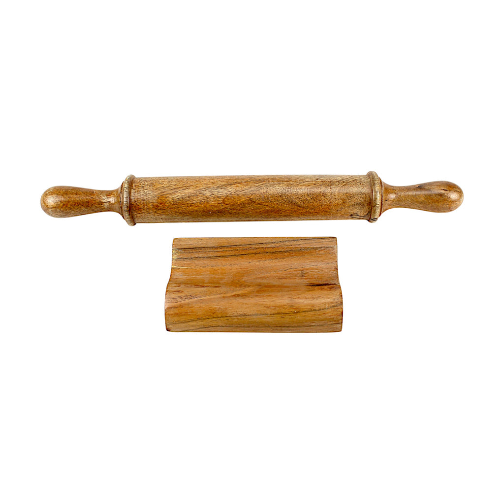Lakkad Baaz 42.5 cm Wooden Rolling Pin (Belan) with Base