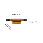 Lakkad Baaz 38 cm Wooden Rolling Pin (Belan) with Threaded Metal Handles & Stand