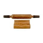 Lakkad Baaz 38 cm Wooden Rolling Pin (Belan) with Threaded Metal Handles & Stand