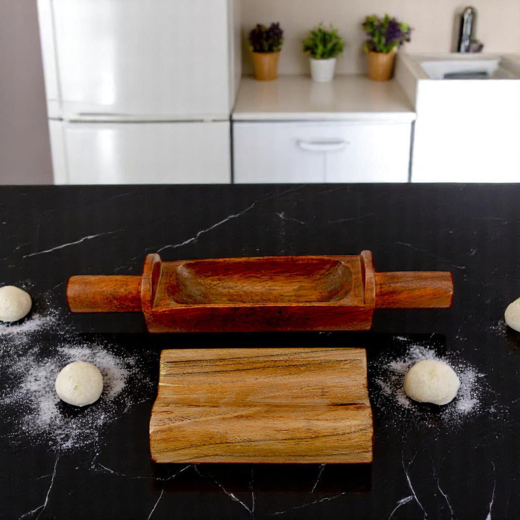 Lakkad Baaz Wooden Rolling Pin with Stand