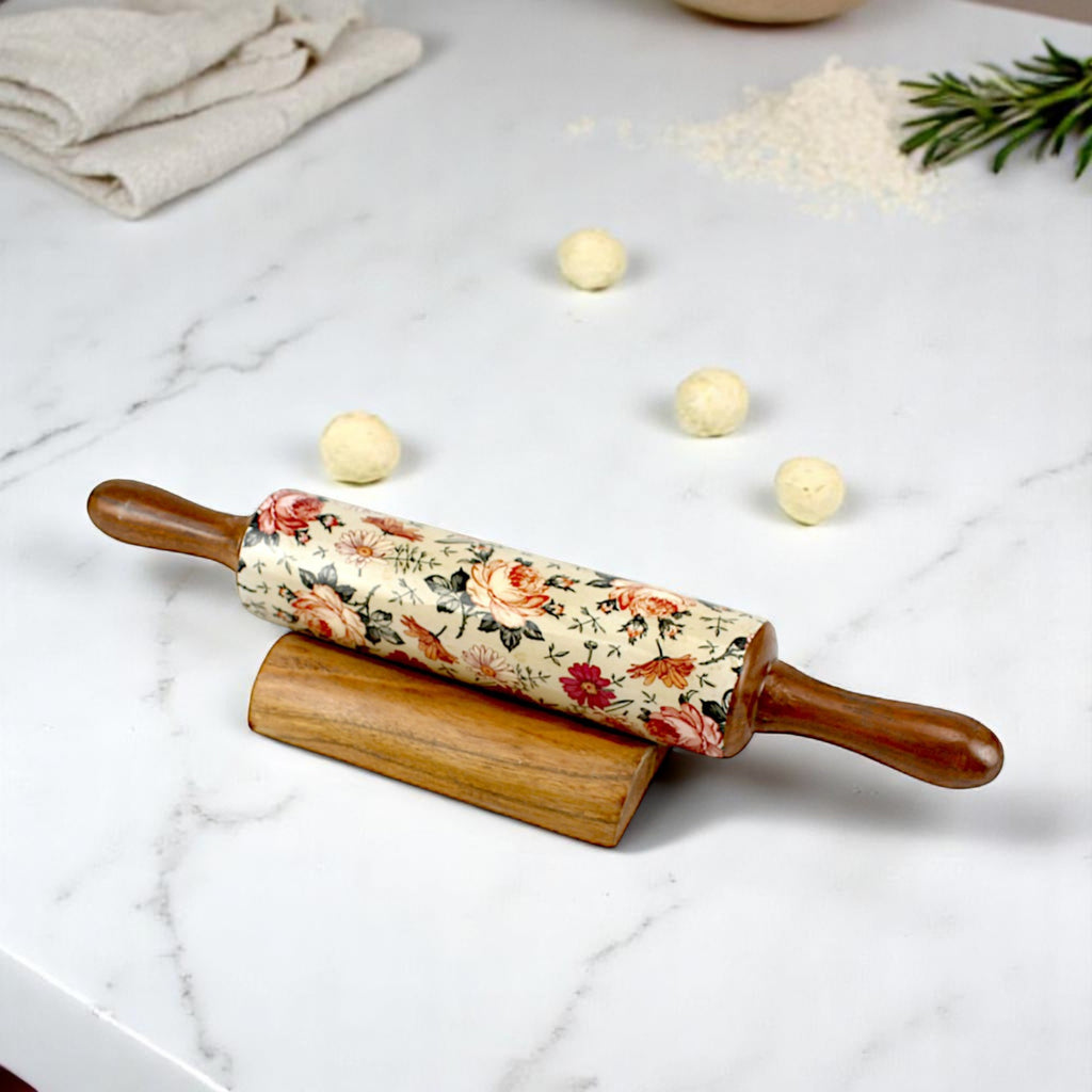 Lakkad Baaz Wooden Rolling Pin with Stand