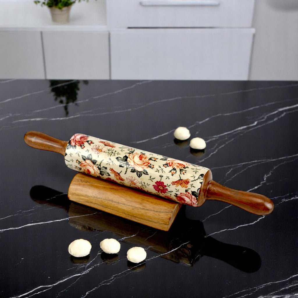 Lakkad Baaz Wooden Rolling Pin with Stand
