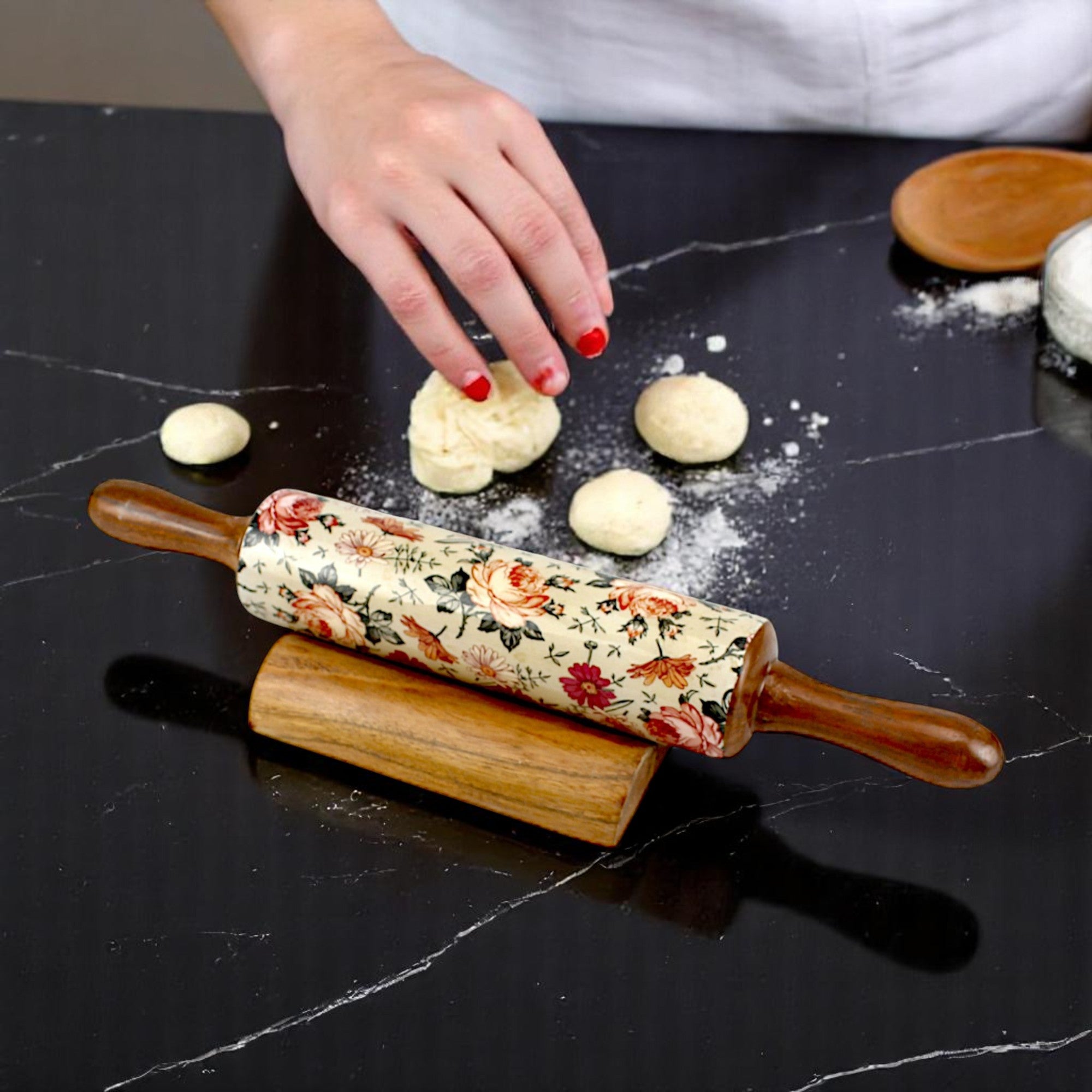 Lakkad Baaz Wooden Rolling Pin with Stand