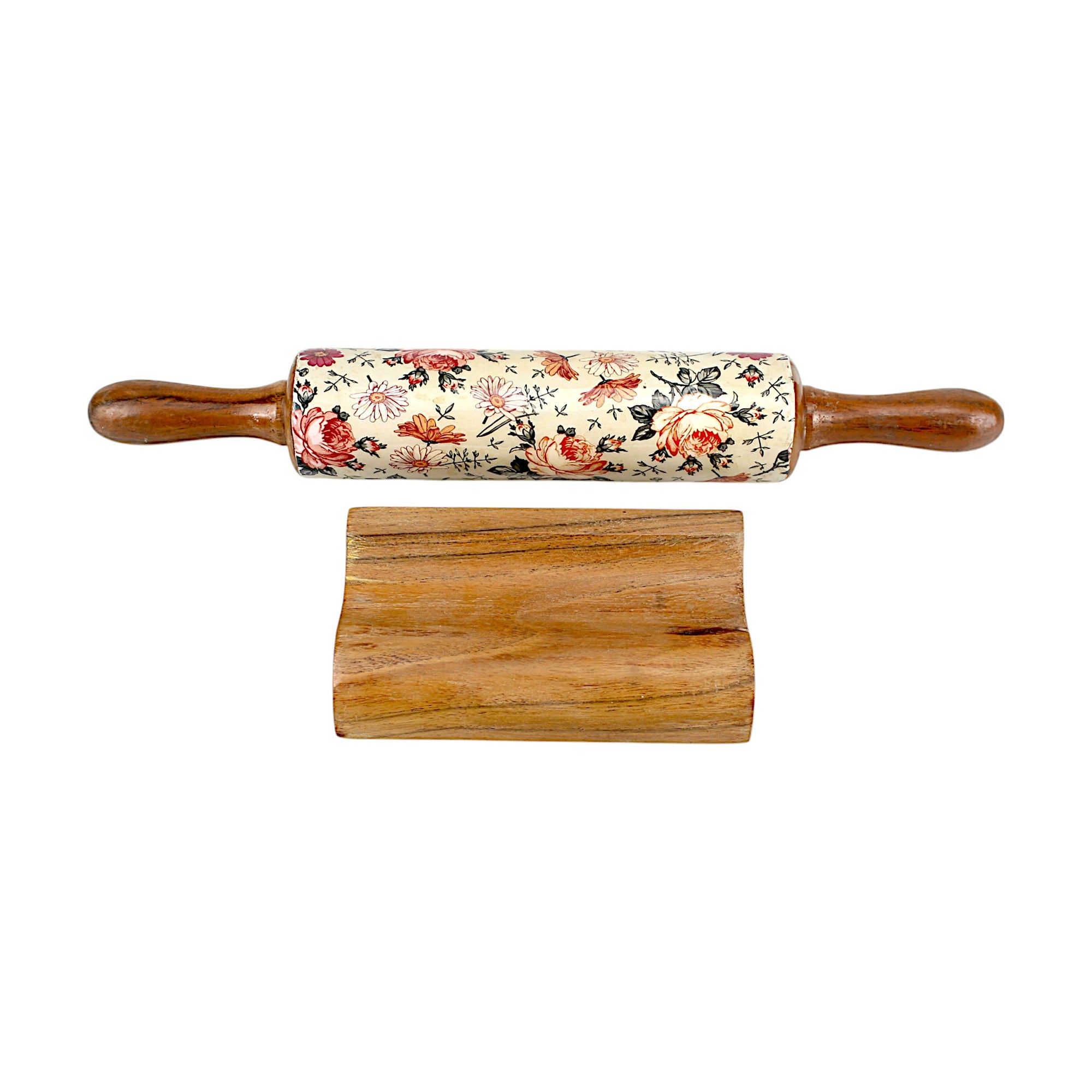 Lakkad Baaz Wooden Rolling Pin with Stand
