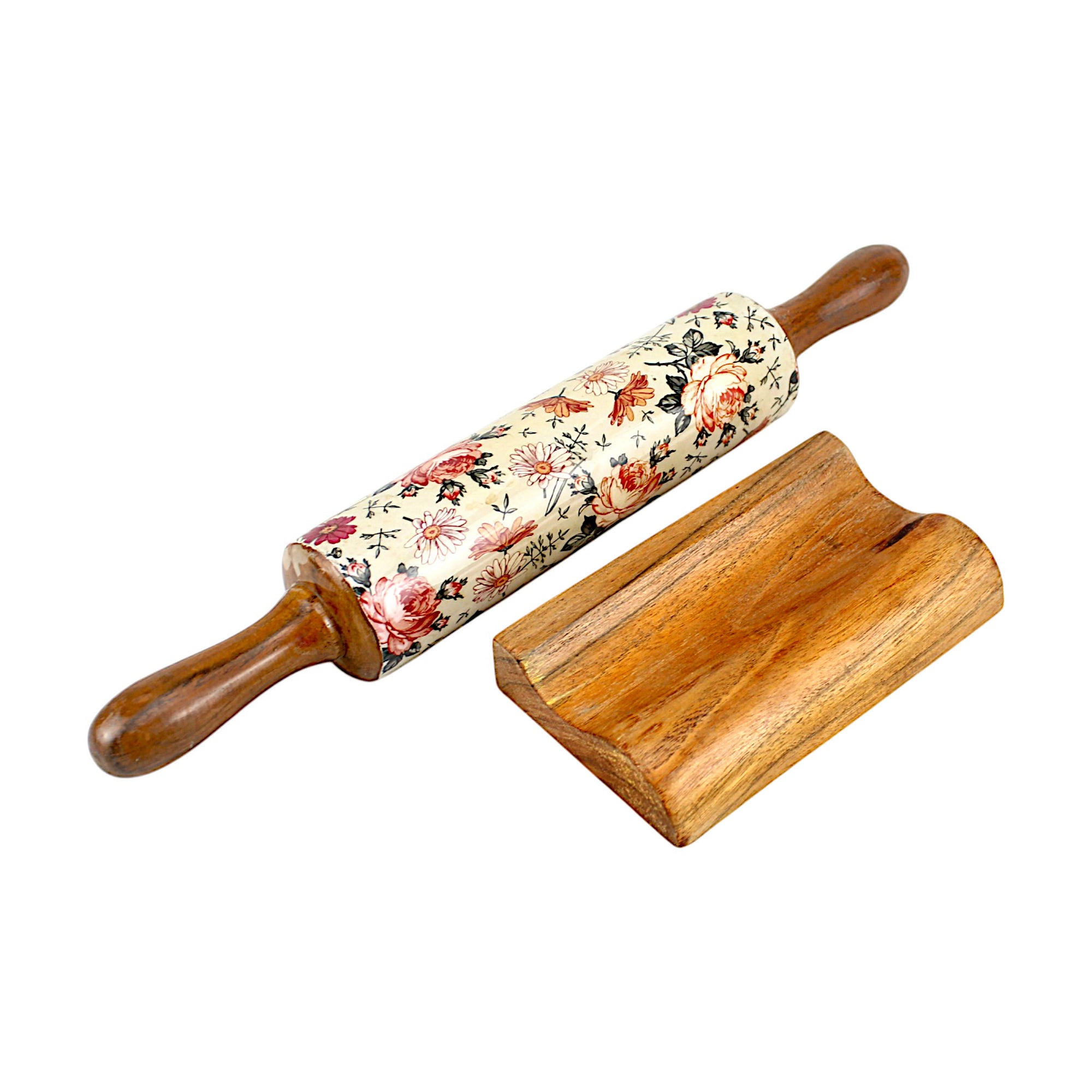 Lakkad Baaz Wooden Rolling Pin with Stand