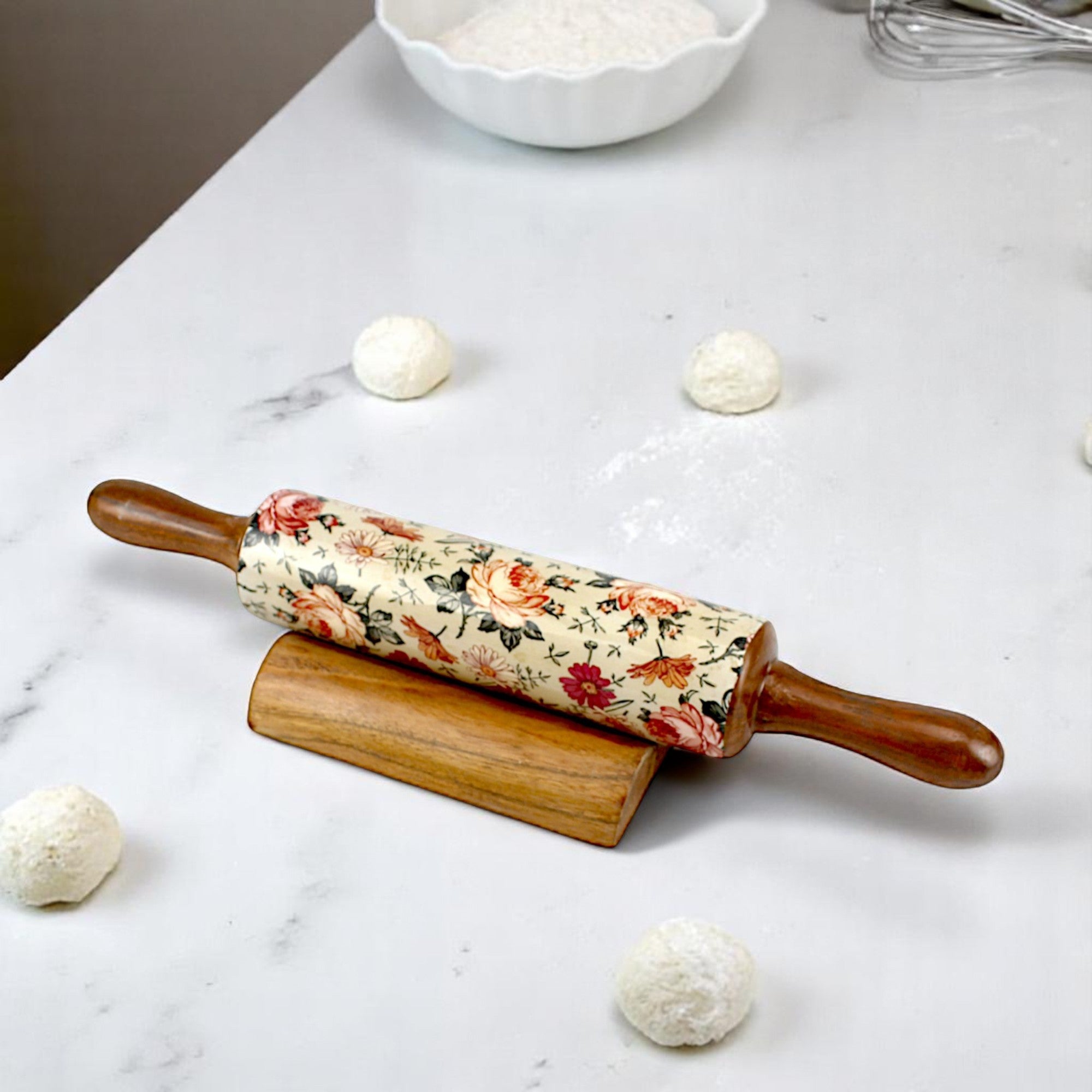 Lakkad Baaz Wooden Rolling Pin with Stand