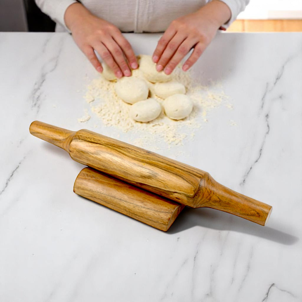 Lakkad Baaz Wooden Rolling Pin with Stand