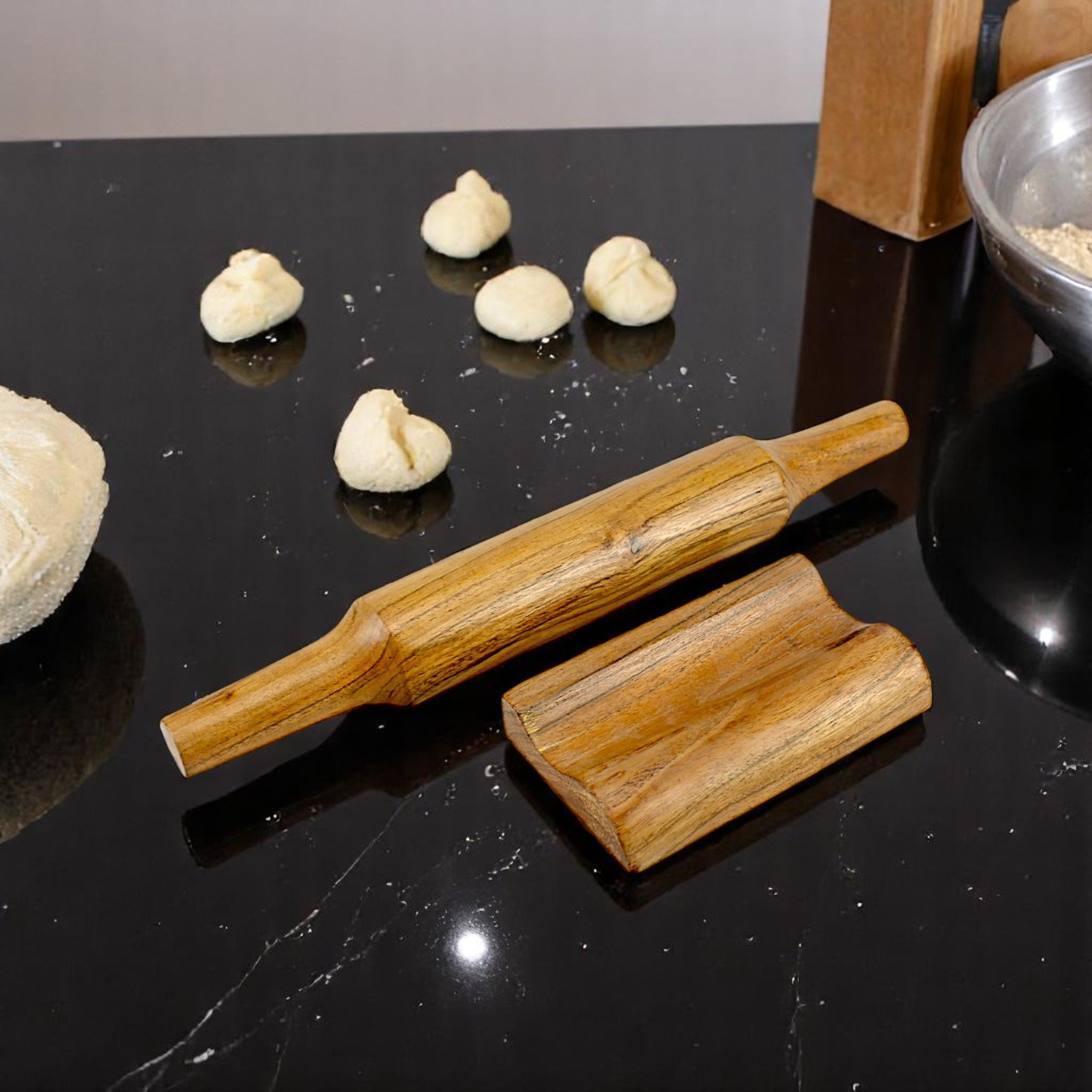 Lakkad Baaz Wooden Rolling Pin with Stand