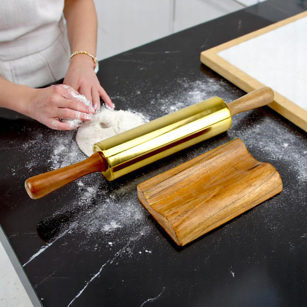 Lakkad Baaz Wooden Rolling Pin with Stand