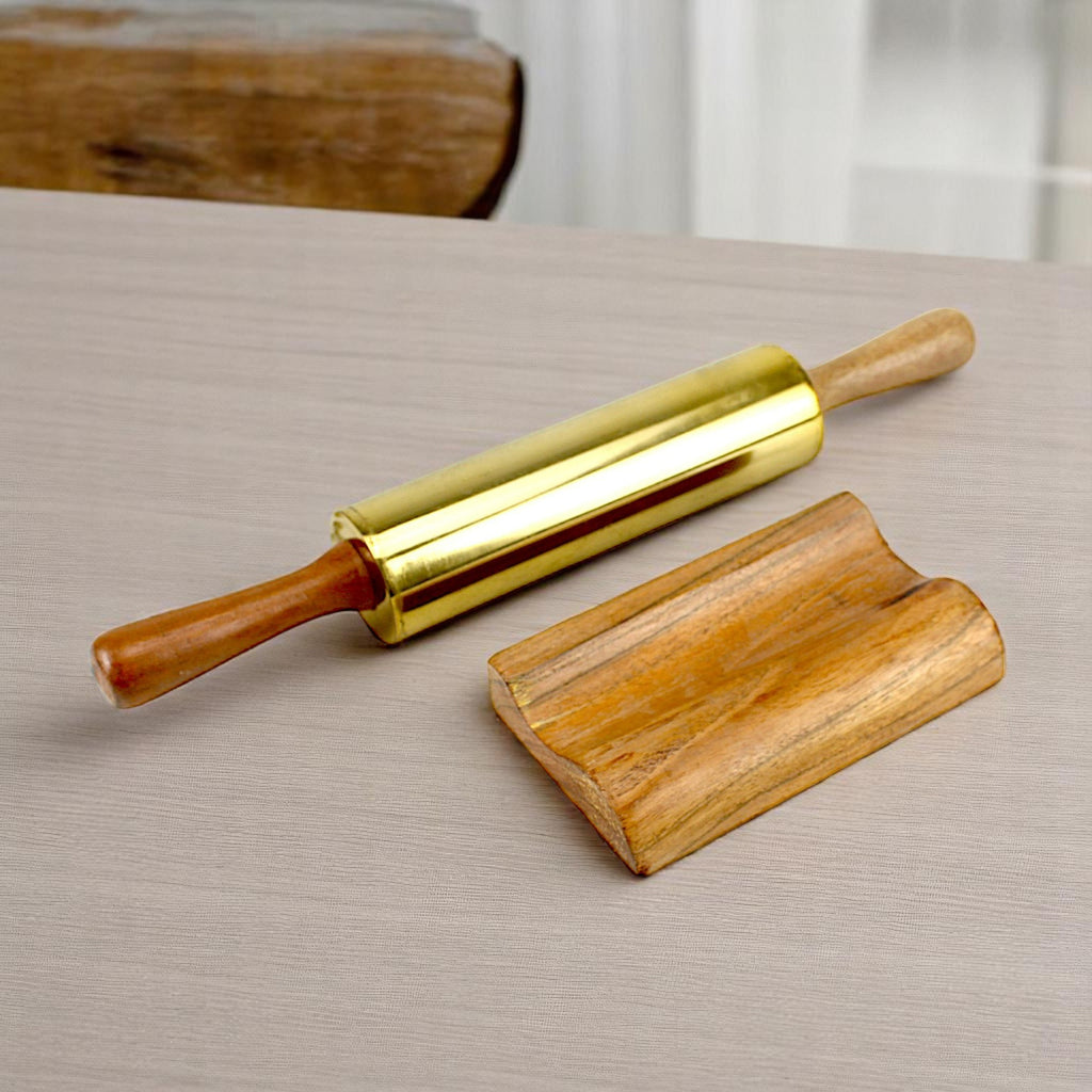 Lakkad Baaz Wooden Rolling Pin with Stand