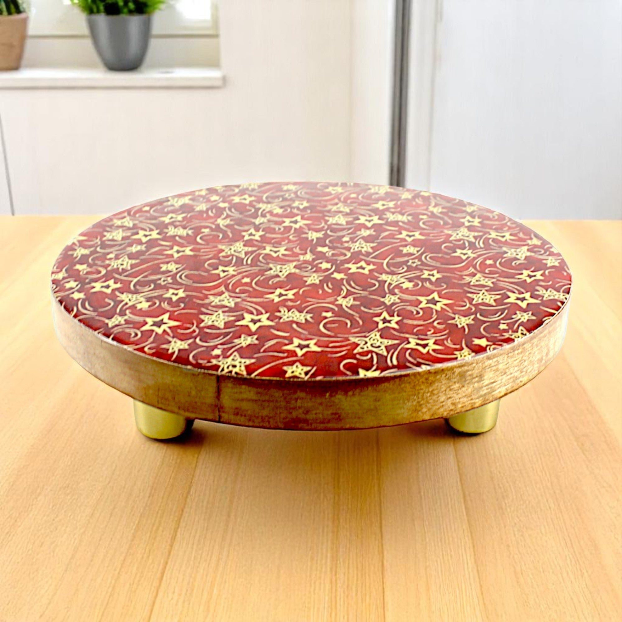 Lakkad Baaz Wooden Chakla in Red Color