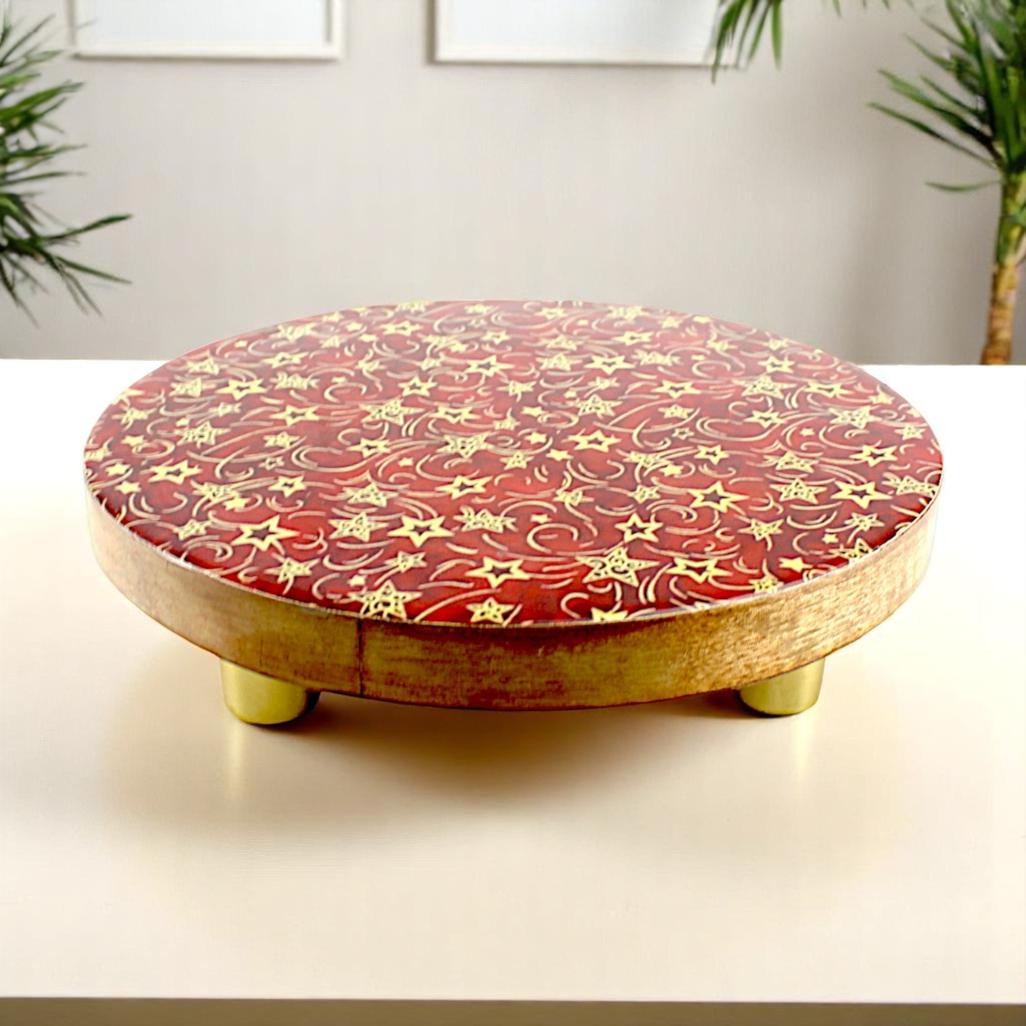 Lakkad Baaz Wooden Chakla in Red Color