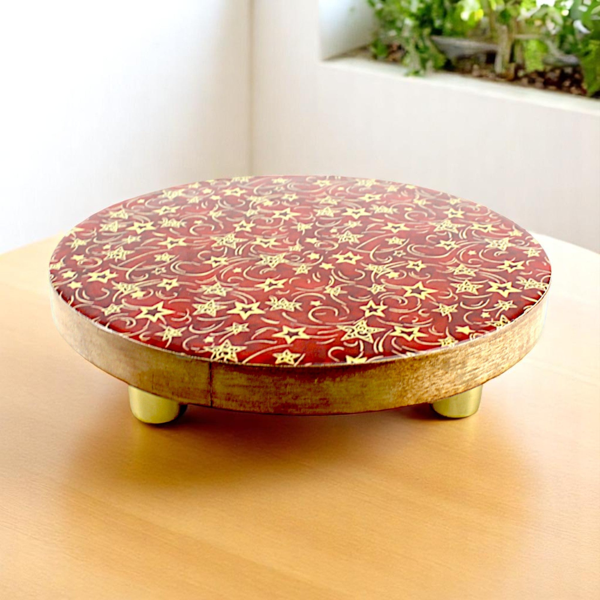 Lakkad Baaz Wooden Chakla in Red Color