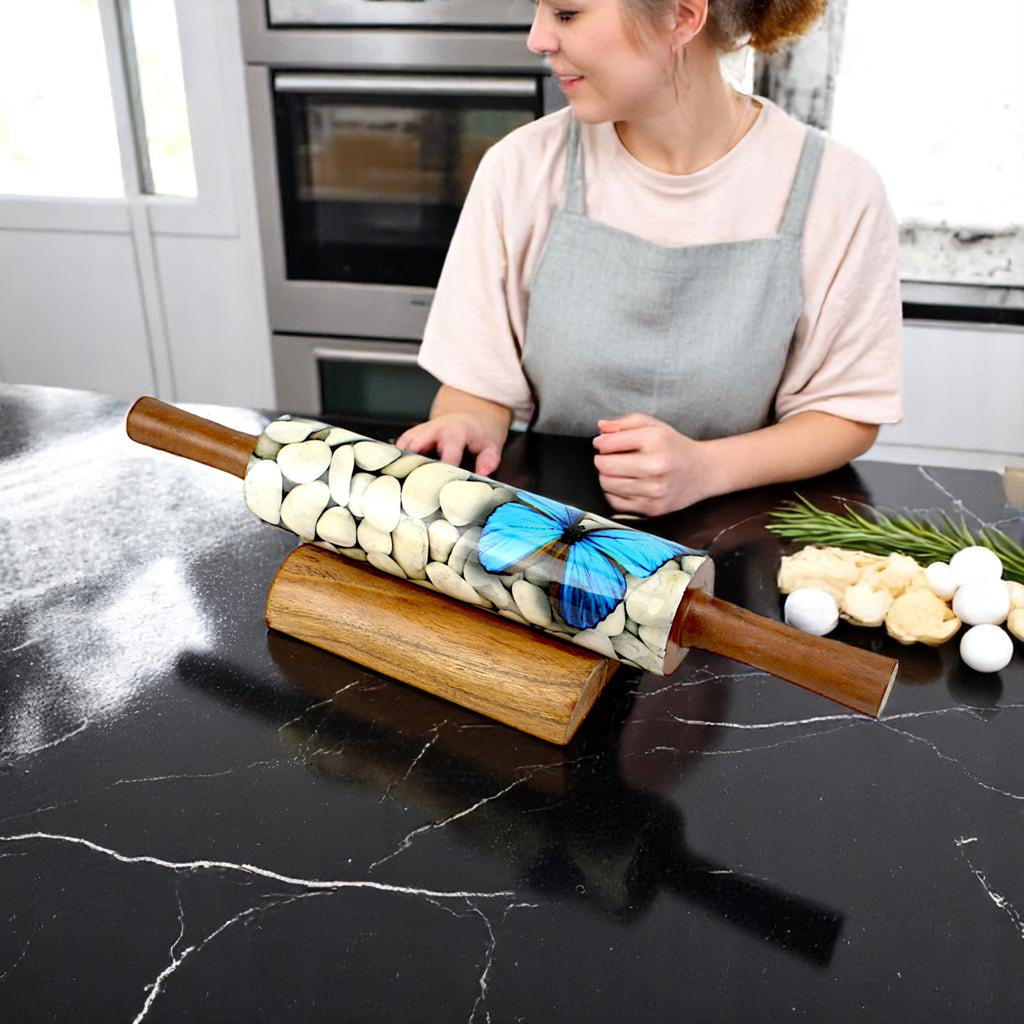 Lakkad Baaz Wooden Rolling Pin with Stand