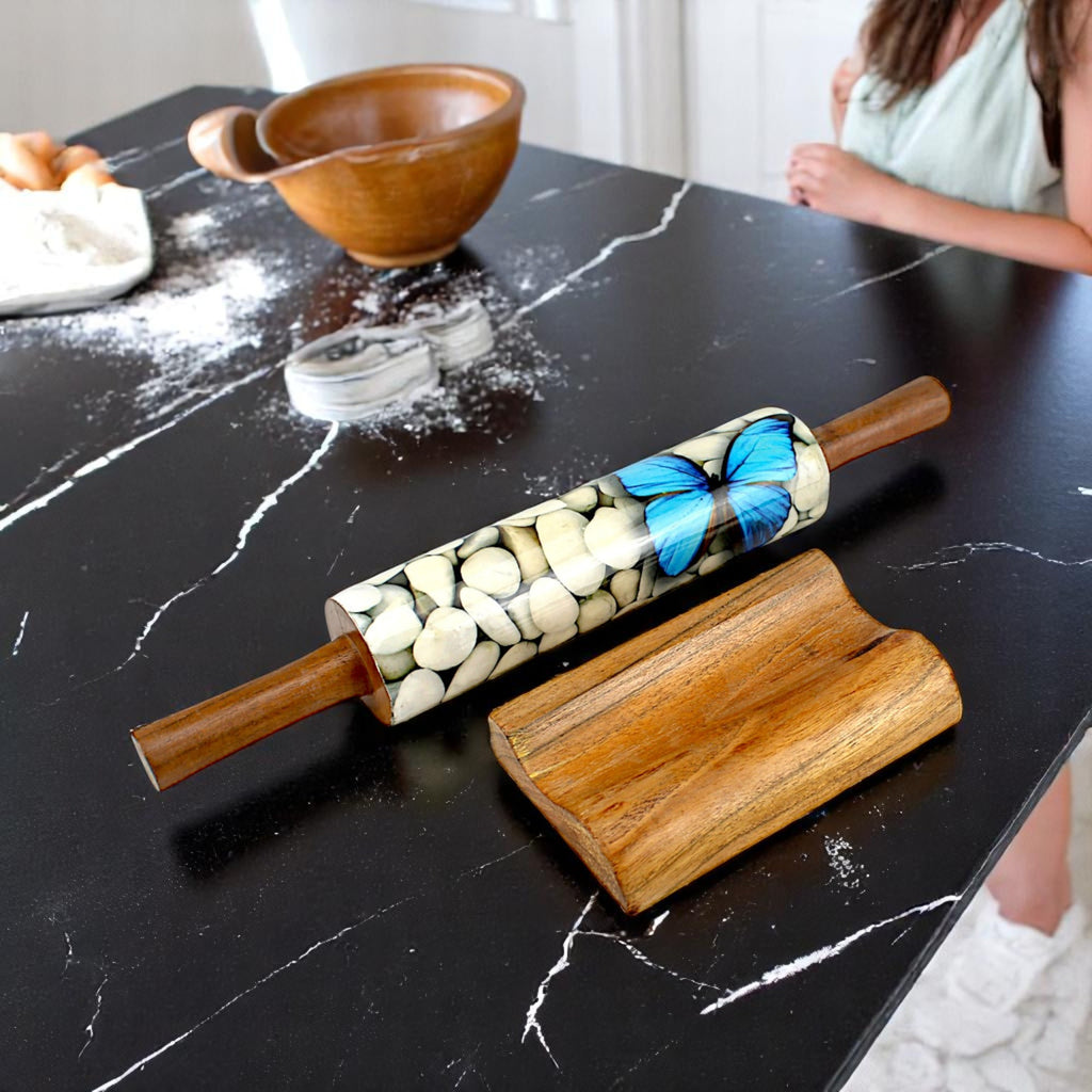 Lakkad Baaz Wooden Rolling Pin with Stand
