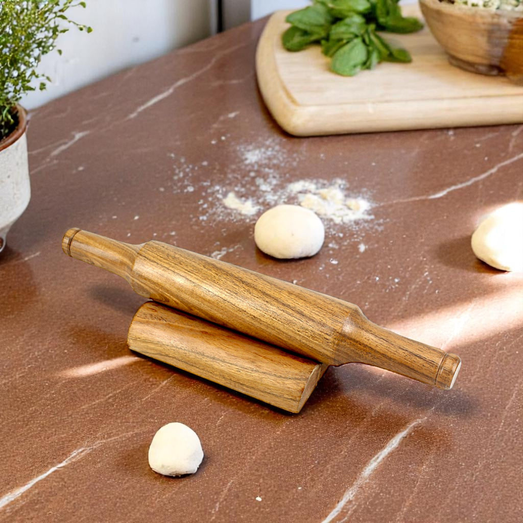 Lakkad Baaz Wooden Rolling Pin with Stand