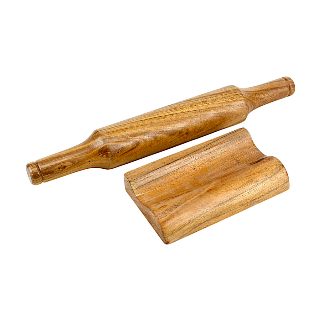Lakkad Baaz Wooden Rolling Pin with Stand