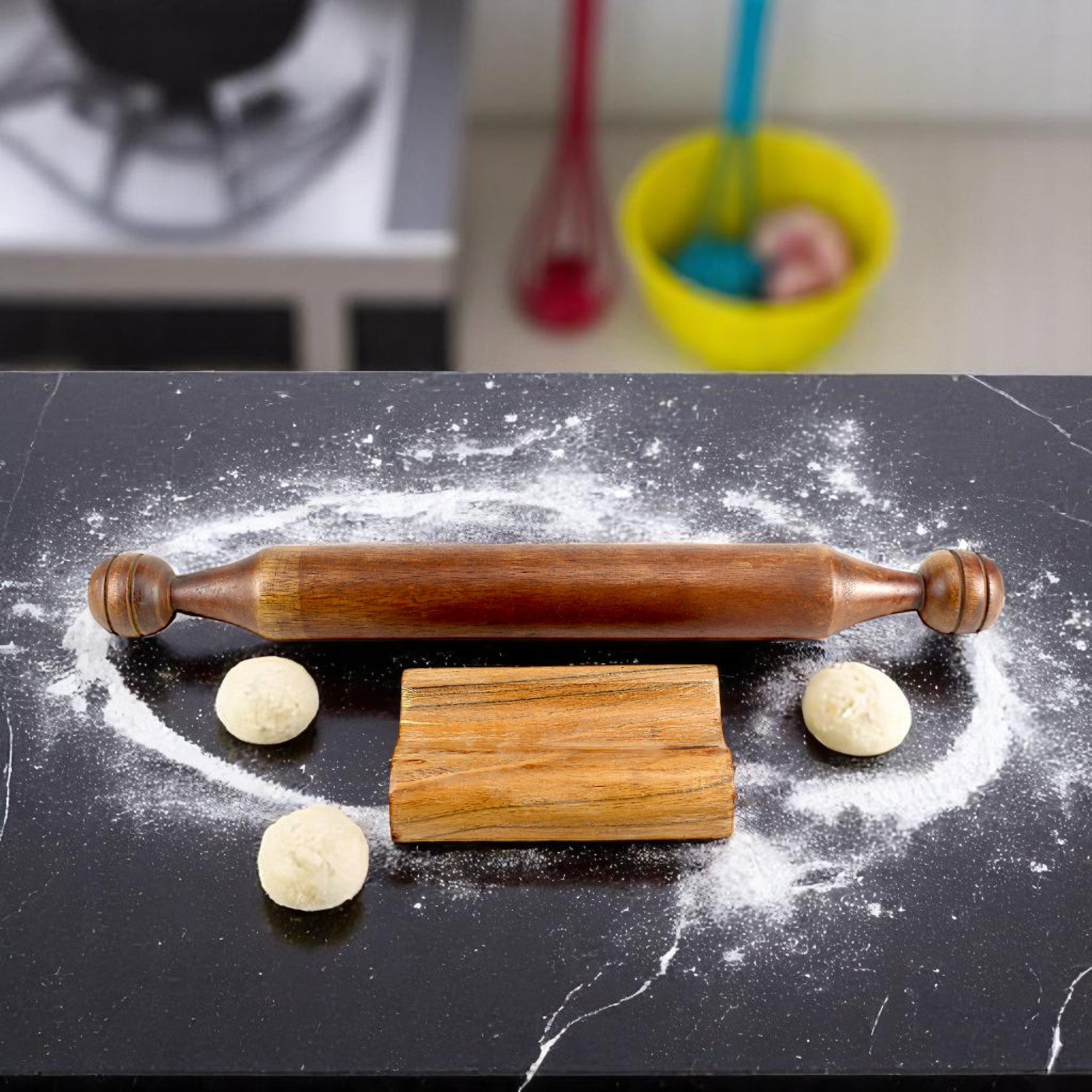 Lakkad Baaz Wooden Rolling Pin with Stand