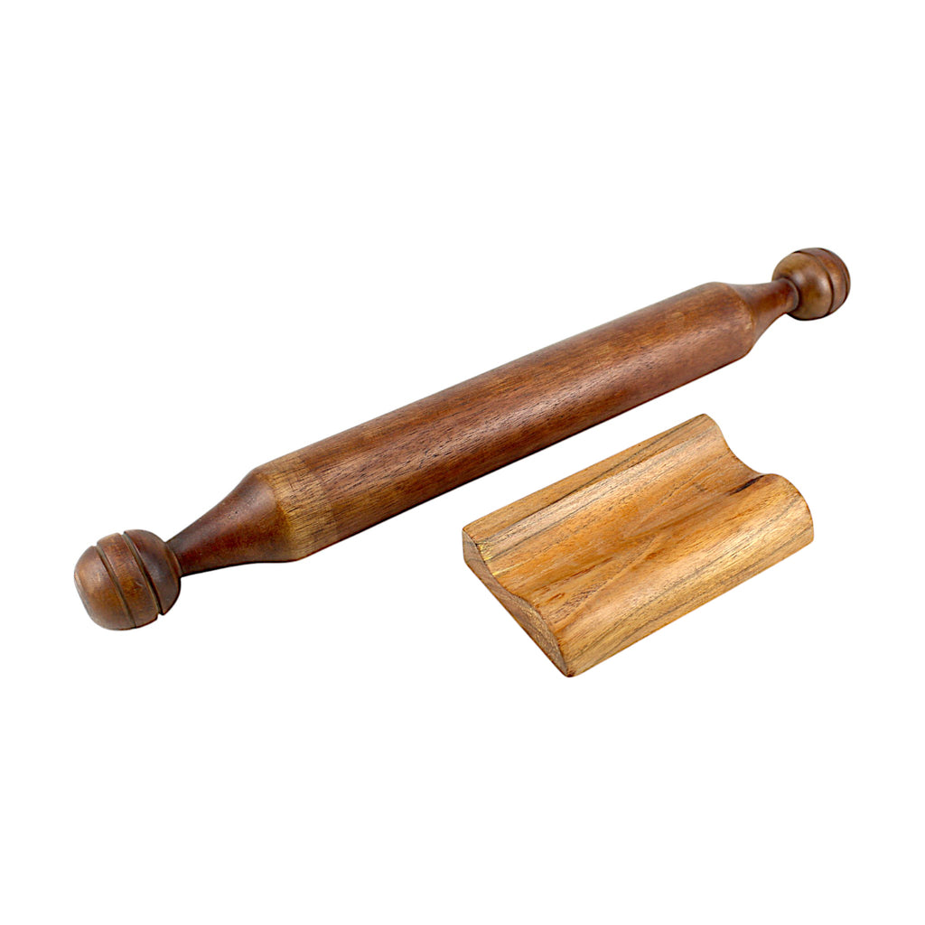 Lakkad Baaz Wooden Rolling Pin with Stand