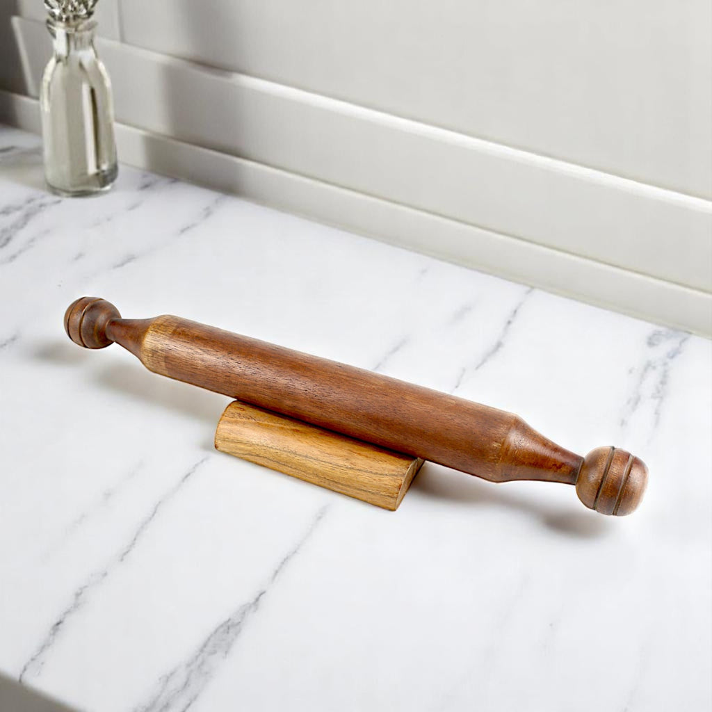 Lakkad Baaz Wooden Rolling Pin with Stand