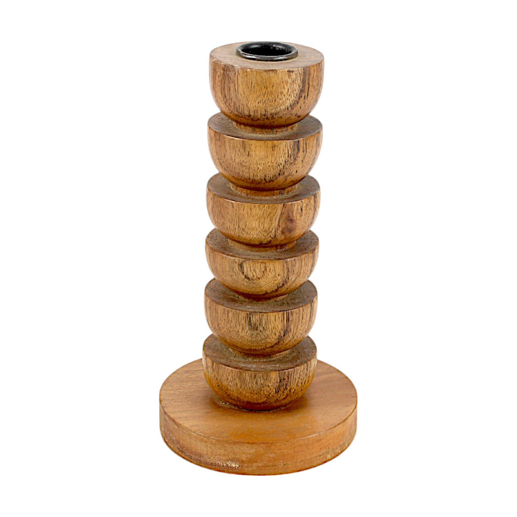 Wooden Pillar Taper Candle Holder