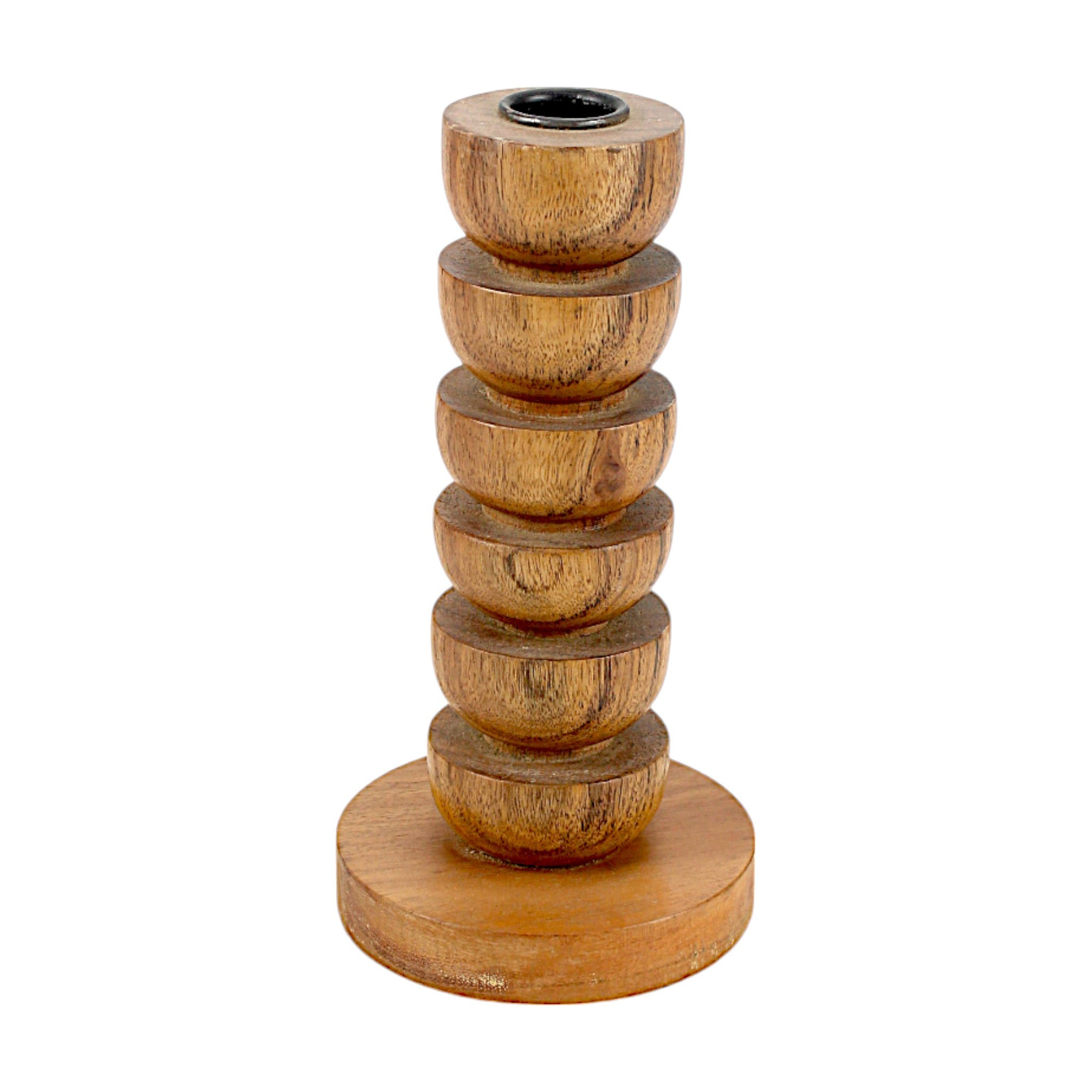 Wooden Pillar Taper Candle Holder