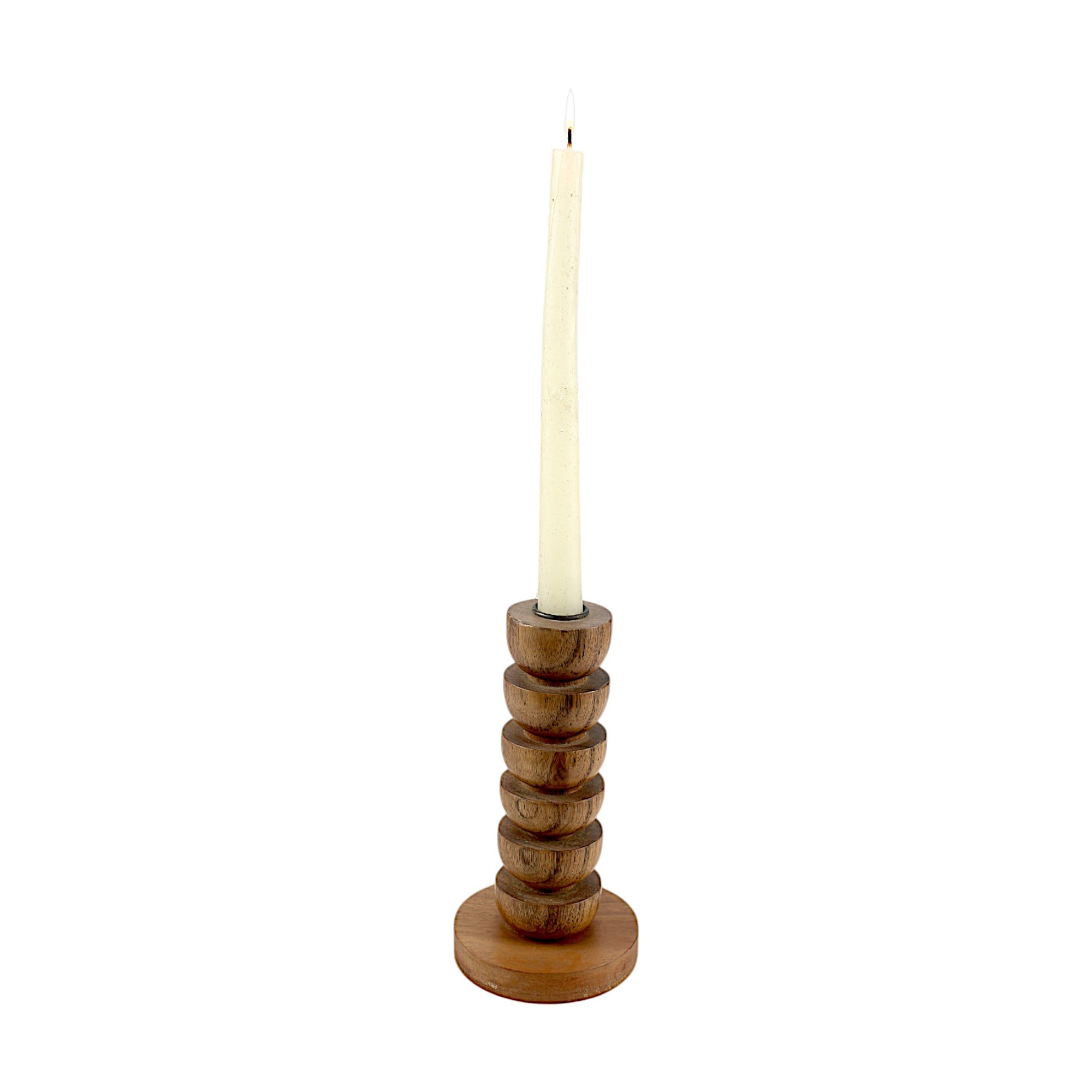 Wooden Pillar Taper Candle Holder