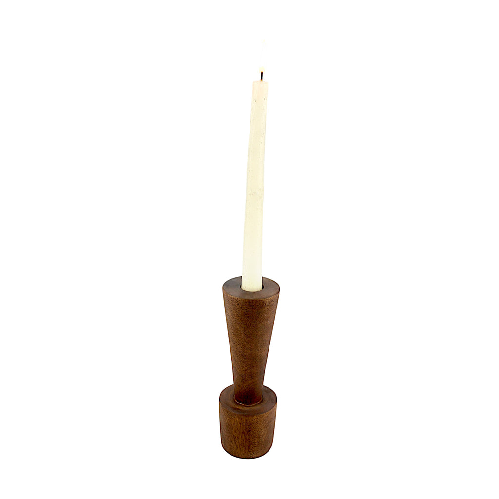 Brown Wooden candle holder dia