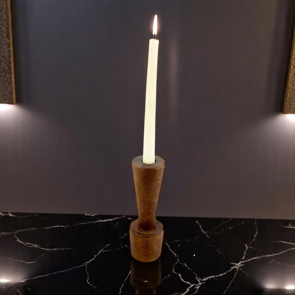 Brown Wooden candle holder dia