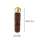 Wooden Taper Candle Holder with Hammered Gold finished Sphere