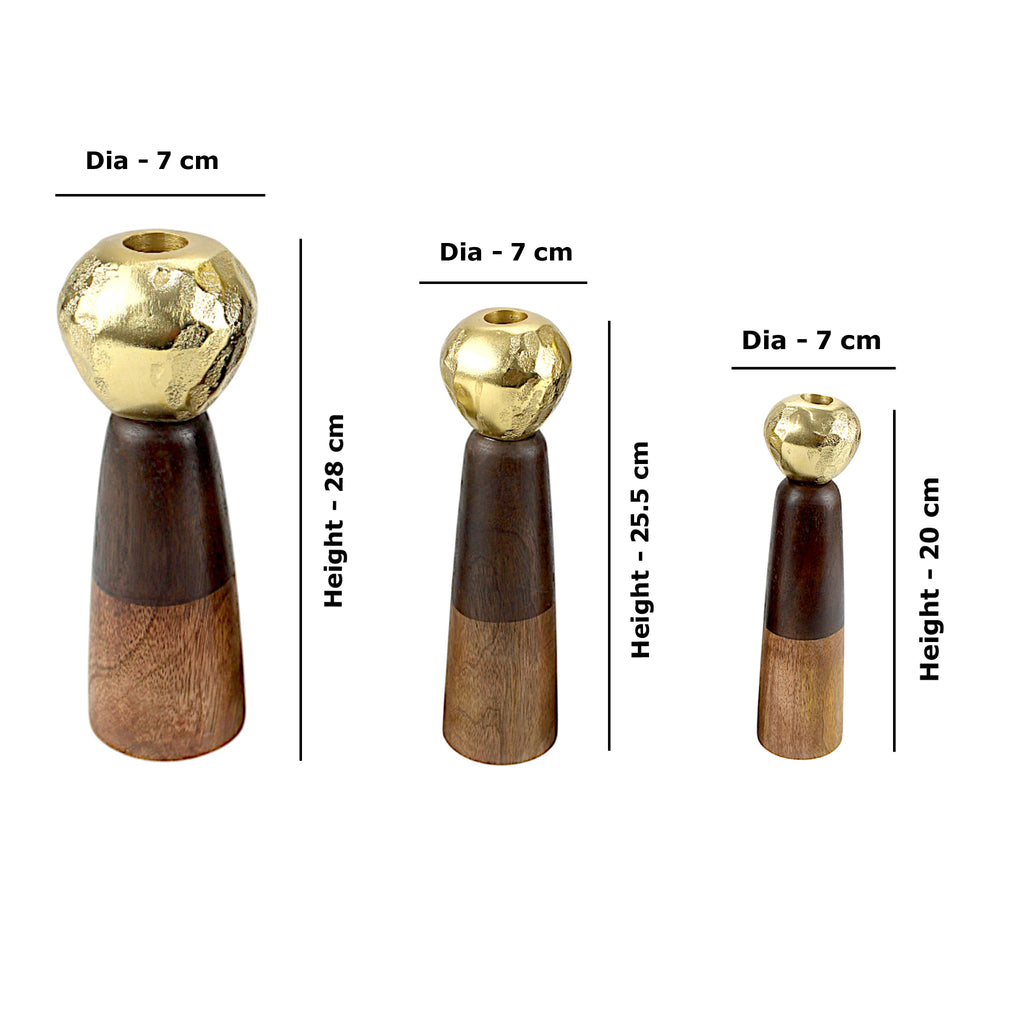 Dark Brown wooden candle holder  Strong and stable base