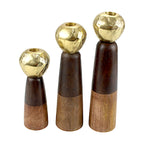 Dark Brown wooden candle holder  Strong and stable base