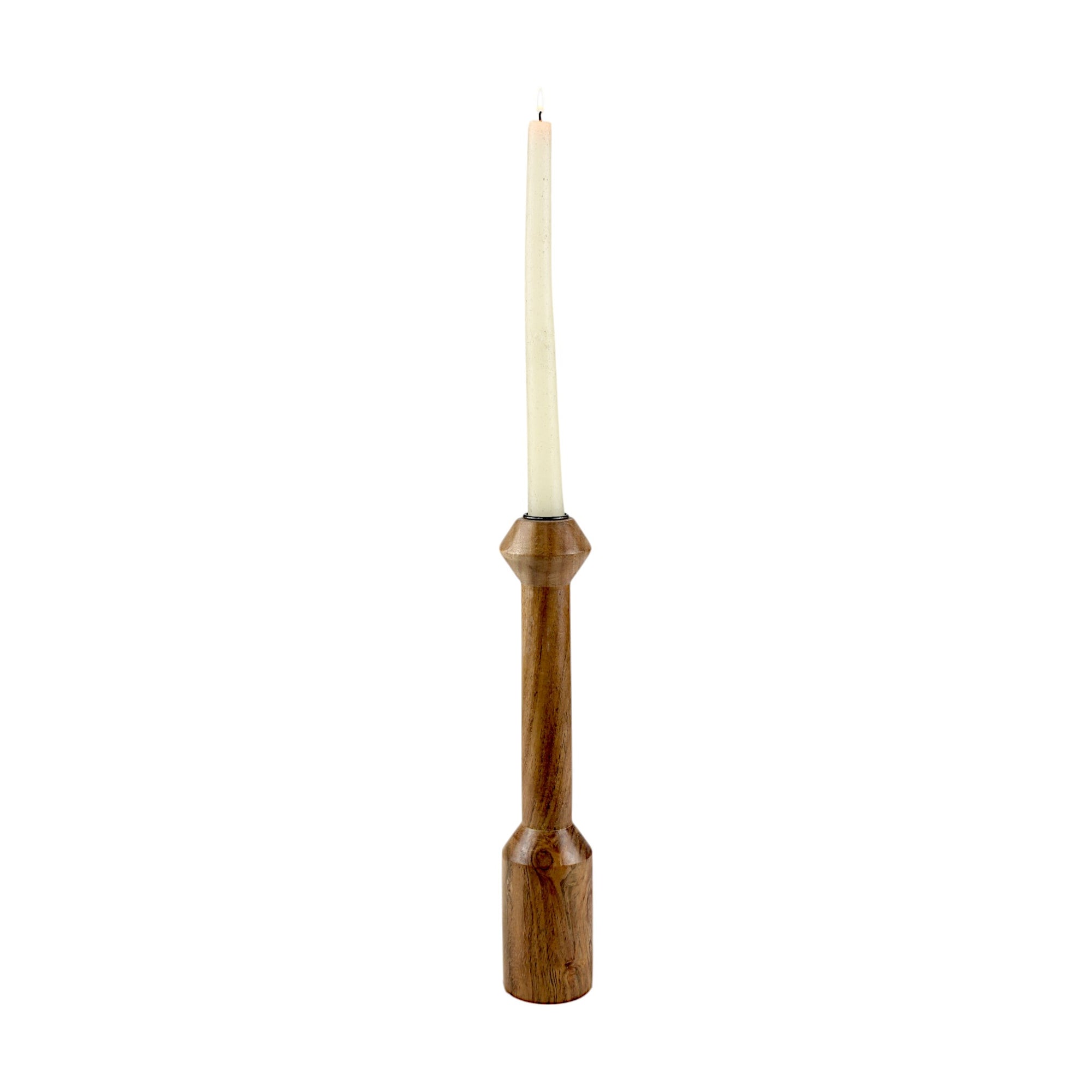 Brown wooden candle holder  with Artistic Rounded Geometric Design
