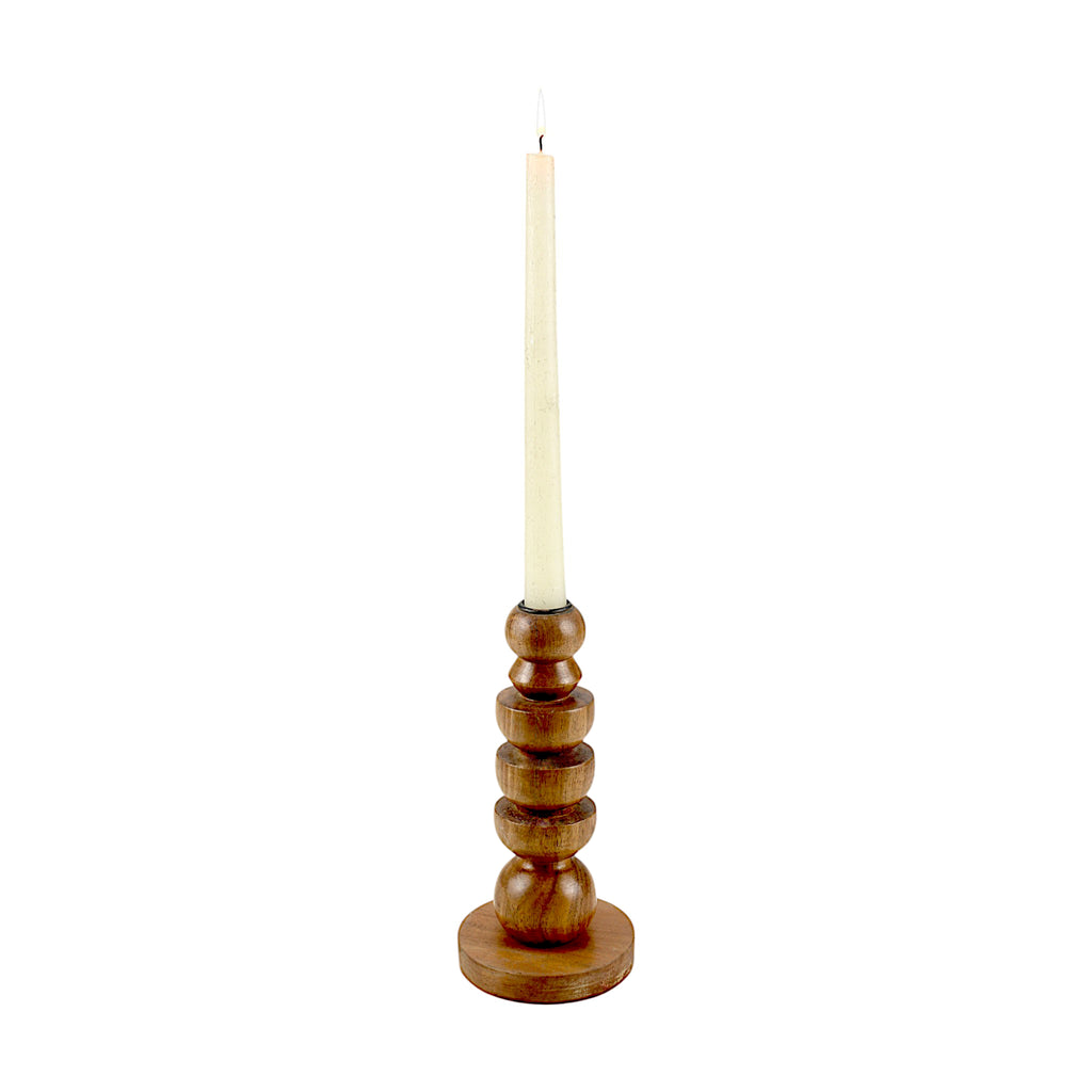 brown wooden candle holder  with Artistic Rounded Geometric