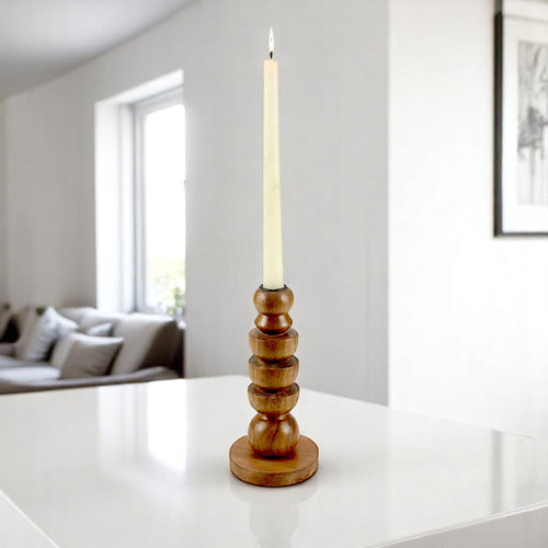 brown wooden candle holder  with Artistic Rounded Geometric