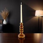 brown wooden candle holder  with Artistic Rounded Geometric