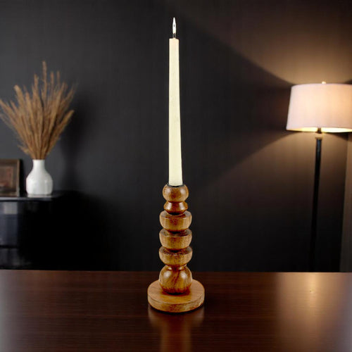 brown wooden candle holder  with Artistic Rounded Geometric