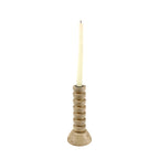 light brown wooden candle holder semi-gloss finish, giving it a natural and rustic appearance