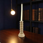 light brown wooden candle holder semi-gloss finish, giving it a natural and rustic appearance